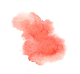 Watercolor abstract red spot. Hand-drawn on paper. Elements for background and designWatercolor texture for Valentine day, wedding, save date card.