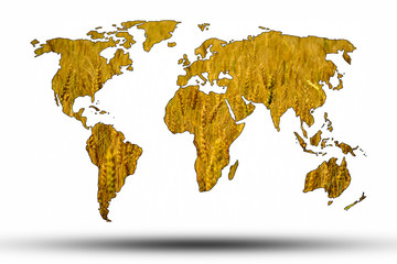World map with spikelet background on a white background