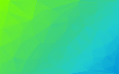 Ufo green and light blue gradient low poly background. Triangular pattern, modern design. Geometric gradient background, origami style. Polygonal mosaic template with place for content. Vector