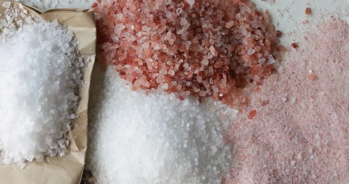 Different salt types. Top view 