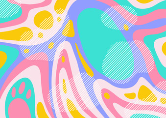 Creative geometric colorful bright background with patterns. Collage. Design for prints, posters, cards, etc. Vector.