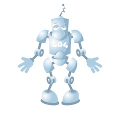 Confused robot character for 404 page