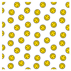 smile background. seamless pattern of Happy smiley face icon . Smiling Emoticon texture.