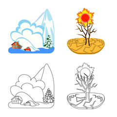 Isolated object of weather and distress sign. Set of weather and crash stock symbol for web.