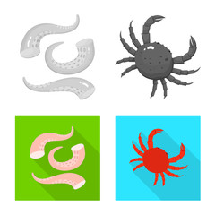 Vector illustration of fresh and restaurant icon. Collection of fresh and marine vector icon for stock.