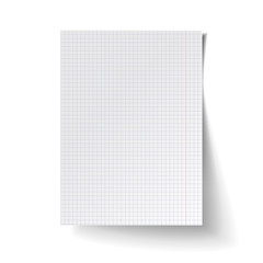 White blank sheet of square paper. Mock up of white note paper. Realistic vector illustration.