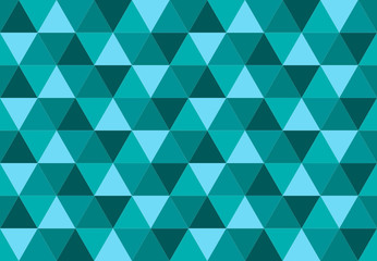 Triangular seamless pattern. Low poly geometric background. Blue green colors. Print design for textile, posters, flyers, T-shirts, wallpapers. Mosaic template made of triangles. Vector illustration.