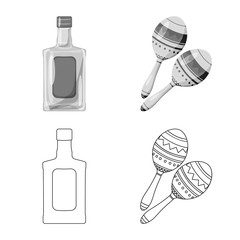 Vector design of cafe and Latin logo. Set of cafe and national stock symbol for web.