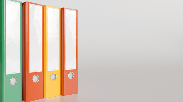 Colorful folders on white ground as 3d Rendering
