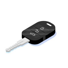 Car key security isometric icon.  Vector illustration in flat style.