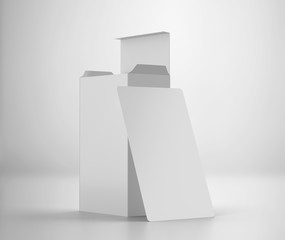 Tarot or playing card box with blank white cards, over light gray background