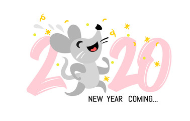 2020 happy new year label design