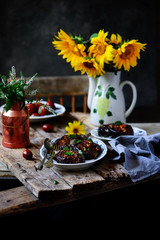Stuffed eggplant with lamb.selective focus