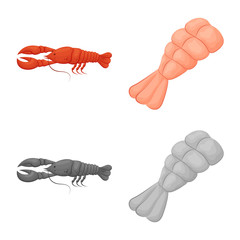 Vector illustration of appetizer and ocean icon. Set of appetizer and delicacy stock vector illustration.