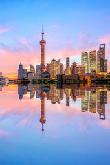 Shanghai skyline and modern urban buildings at sunrise,China. © ABCDstock