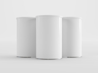 Tin can mockup. Studio shot 3D rendering.