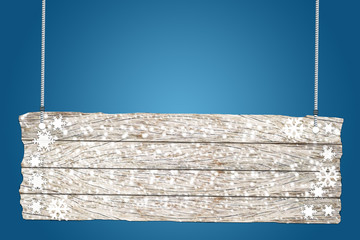 Christmas banner wooden sign, snow board with copy space