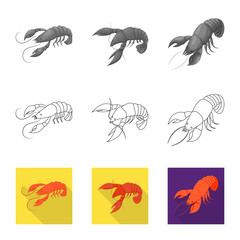 Vector design of appetizer and ocean icon. Set of appetizer and delicacy stock symbol for web.