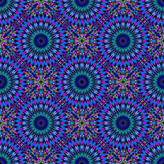 Oriental multicolor floral mandala garden ornament pattern background - seamless bohemian elegant vector art