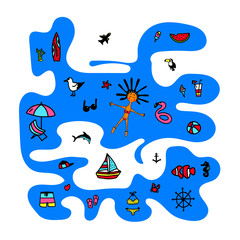 Summer vacation and summer poster Vector illusrtation