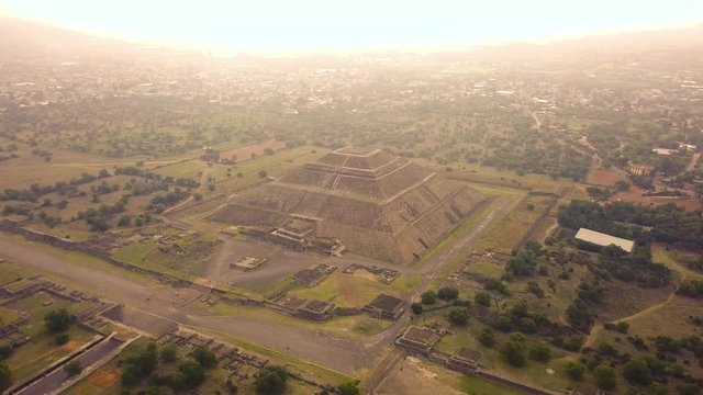 aerial of the great pyramid of teotihuacan in Mexico