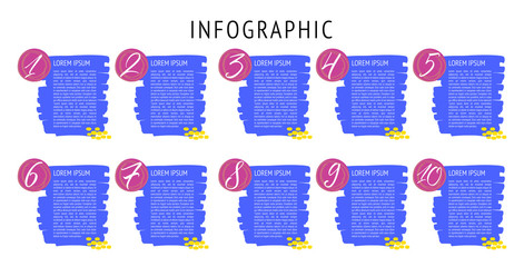 Business infographic  hand drawn template the concept is option step with full color numbers 1-10 can be used for diagram infograph chart business presentation. Vector design element illustration