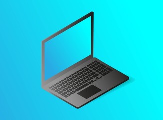 Flat isometric illustration vector. Desktop computer monitor.Computer in 3d style. Isolated vector objects.