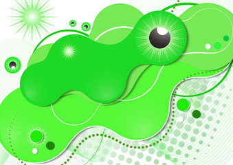 Creative fluid style, flowing dynamic shapes on a white background, sun, rays, pupil of the eye. Poster, banner, flyer, cover, print, promotion, greeting, advertising.