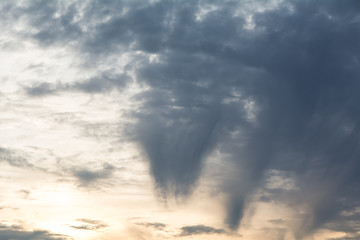 beautiful blue clouds during sunset in the sky