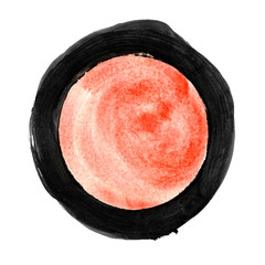 Gemalter schwarzer Kreis mit roter Farbfläche