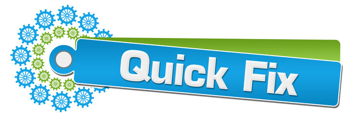 Quick Fix Green Blue Gears Circular Label 