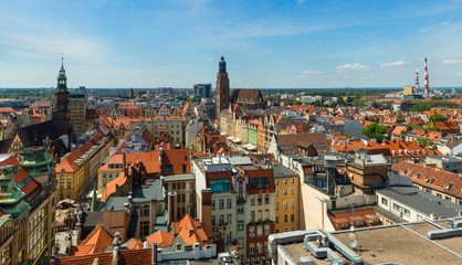 Fototapeta na wymiar Panorama Wrocławia - Mostek Pokutnic