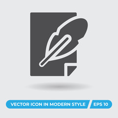 Paper, feather vector icon, simple sign for web site and mobile app.