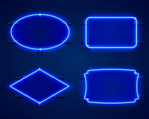 Neon frame set collection. template design element.