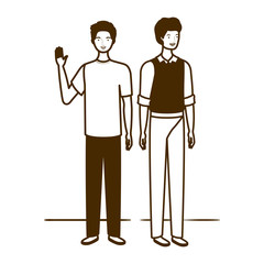 silhouette of men standing on white background