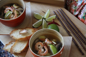 Thai seafood soup with mushrooms