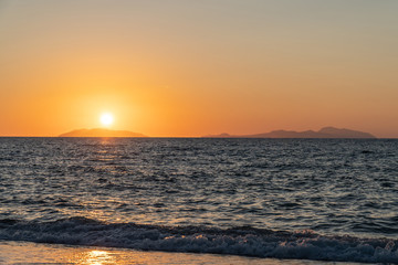 Fototapeta na wymiar Rodia Beach in Messina - View of the Aeolian islands in Messina