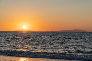 Fototapeta na wymiar Rodia Beach in Messina - View of the Aeolian islands in Messina