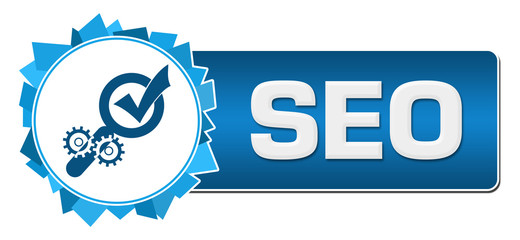 SEO - Search Engine Optimization Blue Random Shapes Circle Bar 