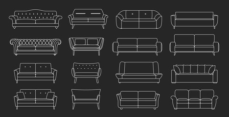 Collection of sofa illustration. Sofa vector Icons. Furniture design. Comfortable couch collection for interior design.