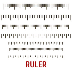 Set of black scale for rulers, inches and centimeters.