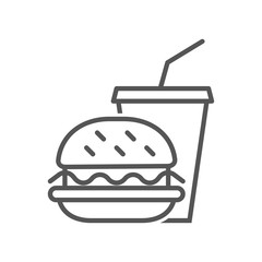 Hamburger and soda take away. Fast food vector icon. EPS 10.