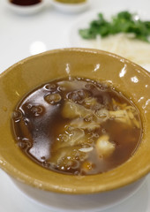 closeup shark fin soup in bowl