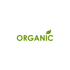 Fototapeta premium Organic product logo design with leaf icon isolated template
