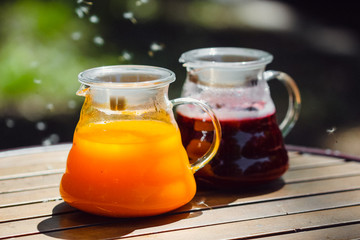 Raspberry tea and  sea buckthorn tea
