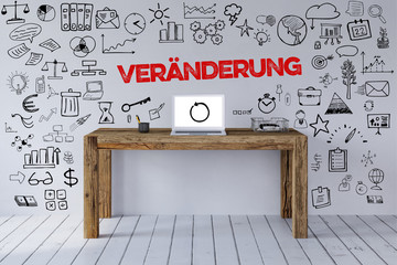Veränderung Konzept mit Slogan im Home Office