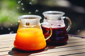 Raspberry tea and  sea buckthorn tea