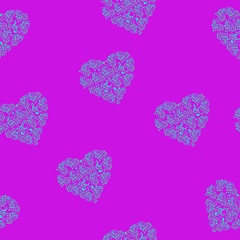  Heart made of notes. Seamless pattern. Vector illustration