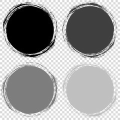 set of round banners - brush painted circle on transparent background