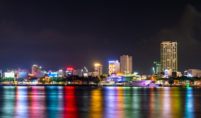 Night cityscape of Da Nang in Vietnam